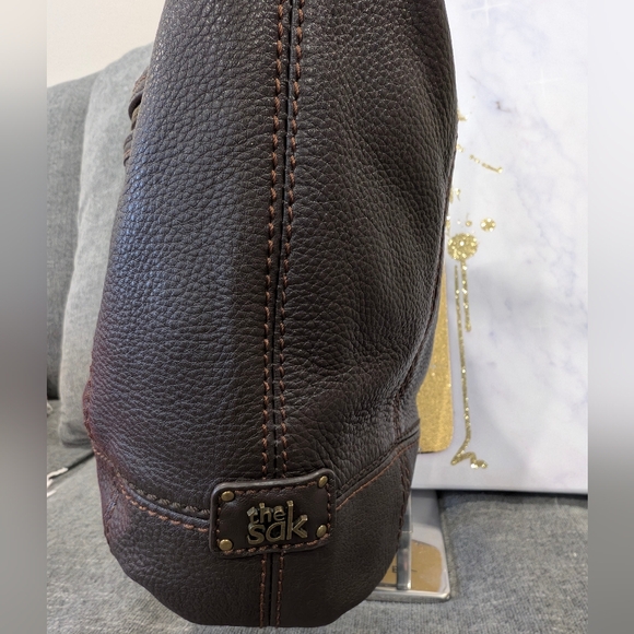 The Sak Sequoia Brown Pebbled Leather Hobo Bag, 11x13x4", EUC - Picture 4 of 12